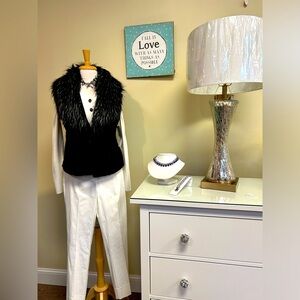 French Dressing black vest poly with fur trim